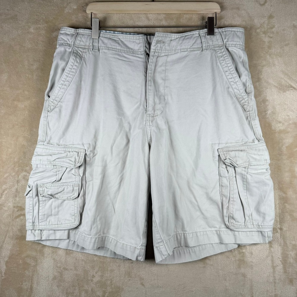 Faded Glory Mens Cargo Shorts Sidewalk Gray Cotton Twill Size 38‎ FM19B303